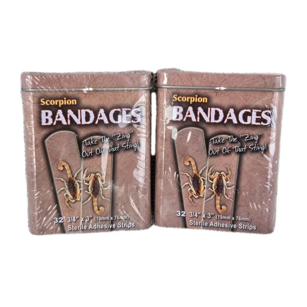 Lot of 2 Scorpion Bandages Tins Rivers Edge Novelty First‎ Aid 2013 Sealed NOS